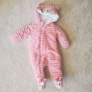 Koala Baby infant 1-piece plush hooded pram suit fleece jumper, pink